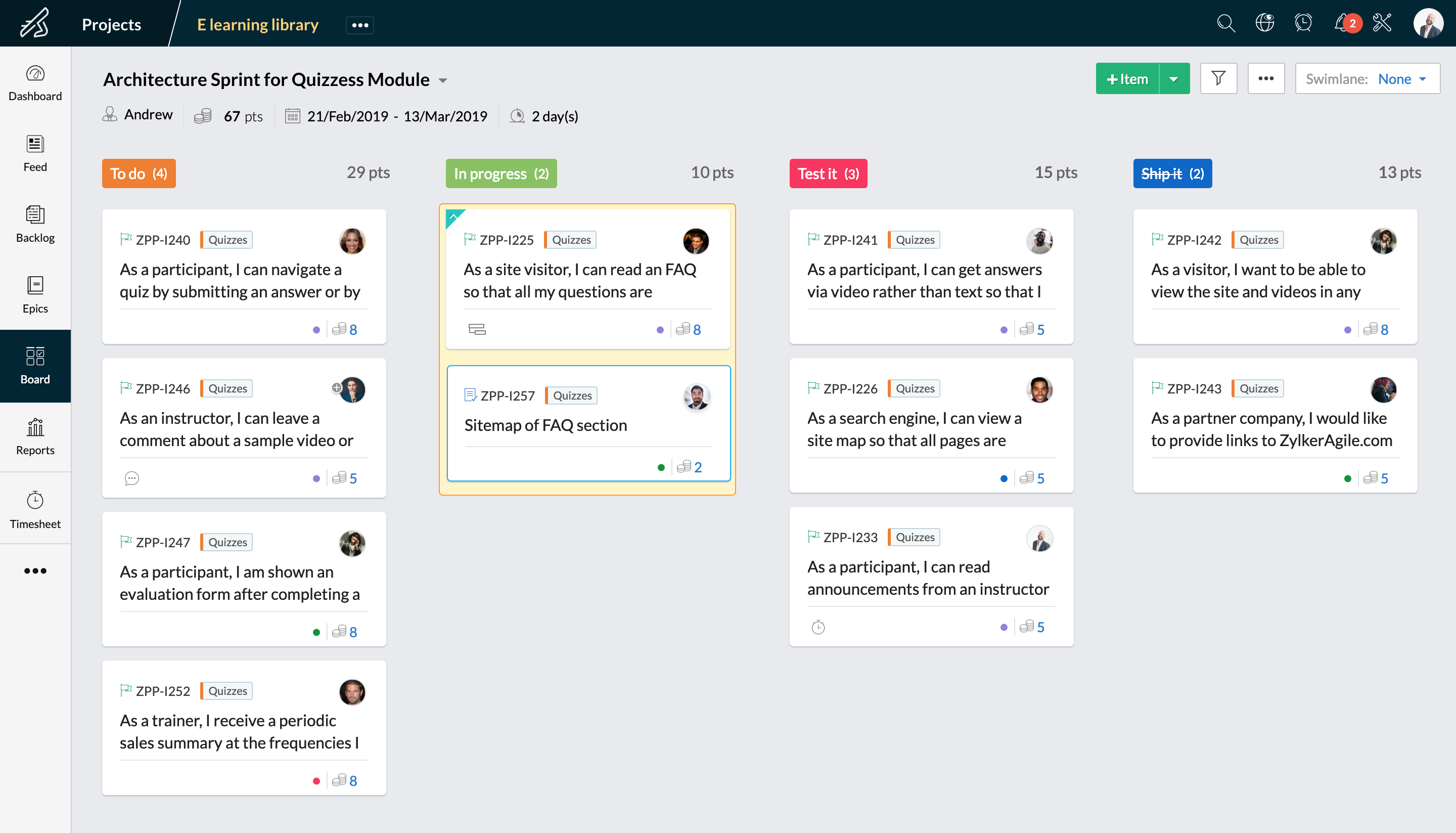 zoho sprints